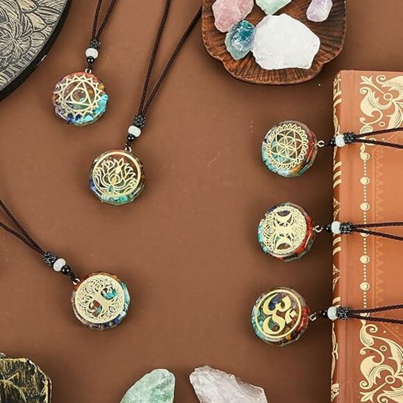 5 Pcs Chakra Necklace Orgonite Pendant Healing Crystal Necklace Meditation Chak - Picture 1 of 5